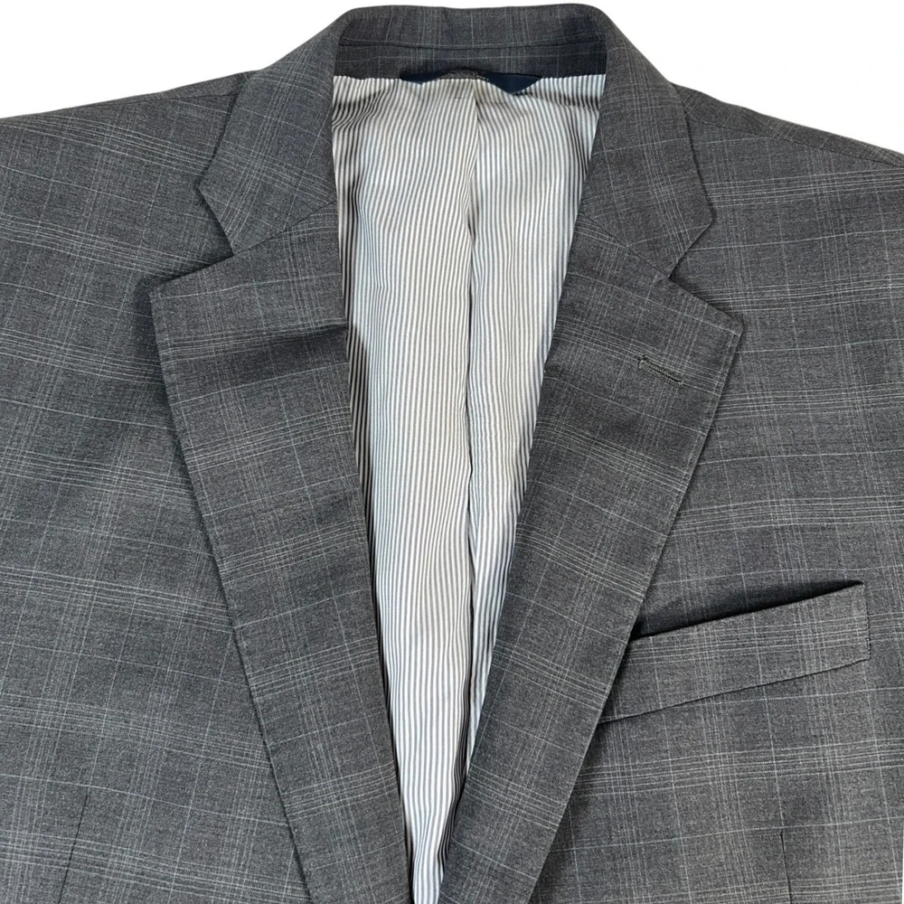 Brooks Brothers 346 Explorer Blazer Mens 41R Grey Fitzgerald Fit Glen Plaid Wool